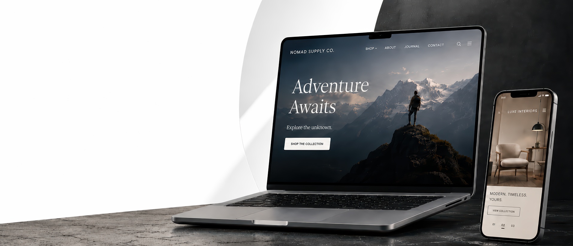 Client website mockup on laptop and phone